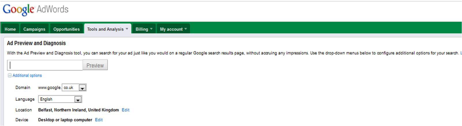 AdWords Ad Preview Tool AdWords Ad Preview Tool
