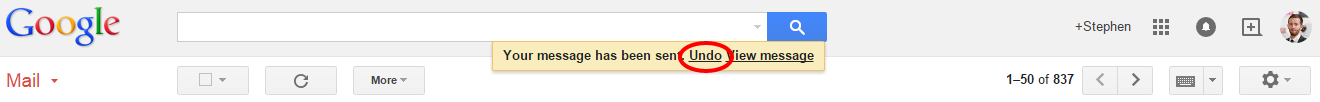 Gmail Undo